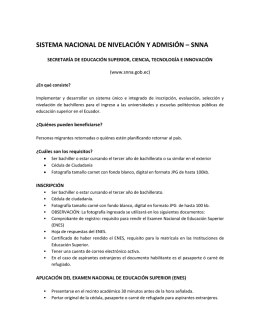 SISTEMA NACIONAL DE NIVELACIÓN Y ADMISIÓN – SNNA