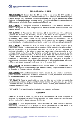 RESOLUCION No. 22 /2010 POR CUANTO: El Decreto Ley No. 204