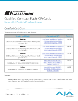 Qualified Compact Flash (CF) Cards