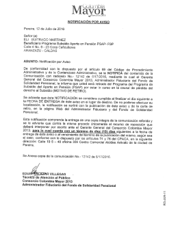 Page 1 rCUU Dla C 2013. NOTIFICACIÓN POR AVSO Pereira, 12