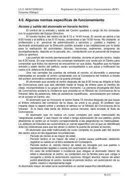 4.0. Algunas normas específicas de funcionamiento
