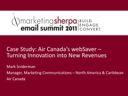 Air Canada`s webSaver – Turning Innovation into