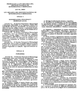 Promulgan la Ley Orgánica del Servicio Nacional de Meteorología e