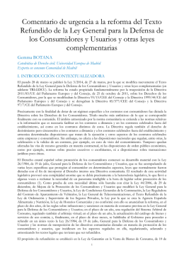 el nuevo texto refundido de la ley general para la defensa de los