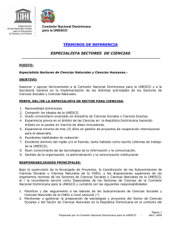 Especialista Nacional Sectores de Ciencias Naturales y Sociales.