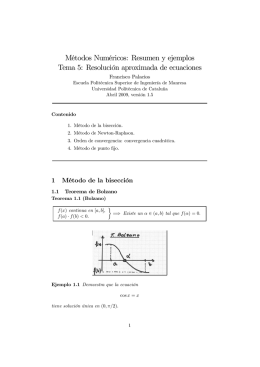 Métodos Numéricos: Resumen y ejemplos Tema 5: Resolución