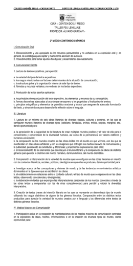 Conocimientos 2º Medio - Profe ÁLVARO GARCÍA Lenguaje y