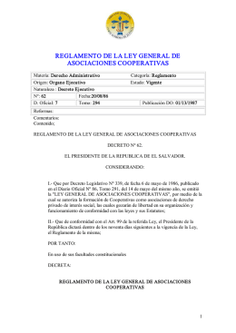reglamento de la ley general de asociaciones cooperativas