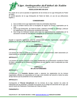 RESOLUCION NRO 005-2016 Por medio de la cual se aprueba el