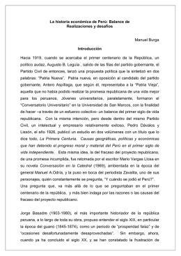La historia económica de Perú: Balance de Realizaciones y