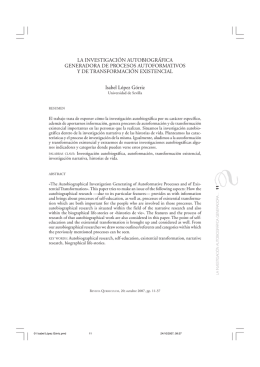 LA INVESTIGACIÓN AUTOBIOGRÁFICA GENERADORA DE