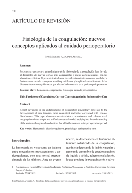 Fisiología de la coagulación: nuevos conceptos aplicados al