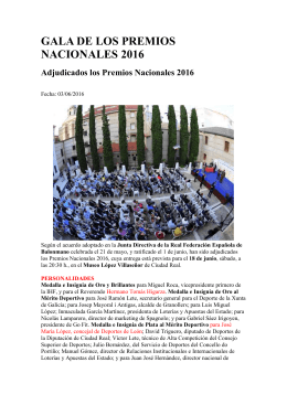 GALA DE LOS PREMIOS NACIONALES 2016 balonmano