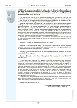 ORDEN de 9 de noviembre de 2015, de la Consejera de Educación
