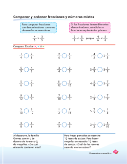 Comparar y ordenar fracciones y números mixtos