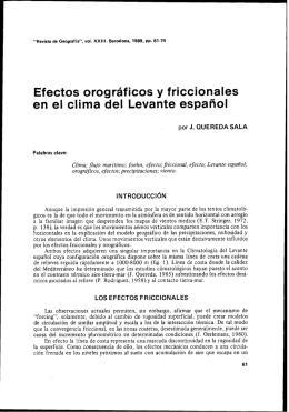 Efectos orograficos y friccionales en el clima del Levante español