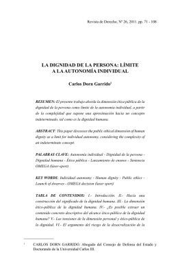 la dignidad de la persona: límite a la autonomía individual