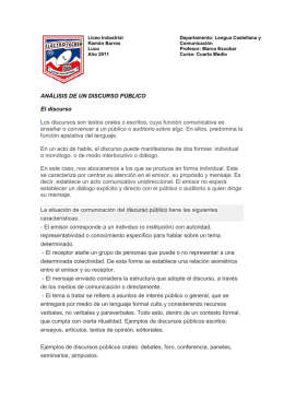 Análisis de un Discurso Público - Liceo Industrial "Ramón Barros