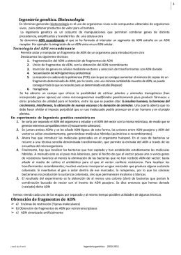 Ingeniería genética. Biotecnología Obtención de fragmentos de ADN: