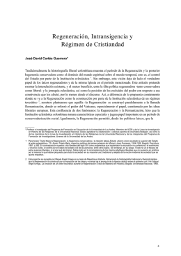 Regeneración, Intransigencia y Régimen de Cristiandad