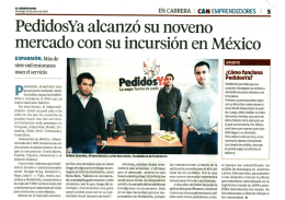 PedidosYa alcanzó su noveno mercado con su incursión en México