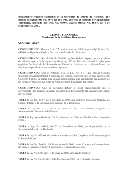 Reglamento Orgánico Funcional de la Secretaría de Estado de