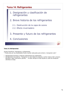 Tema 14: Refrigerantes 1. Designación y clasificación de