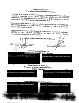 Carta de Confirmación De cumplimiento de Condiciones Suspensivas