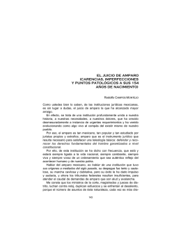 EL JUICIO DE AMPARO (CARENCIAS, IMPERFECCIONES Y