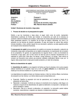 Asignatura: Finanzas II. - MSc. Mauricio Navarro Zeledón