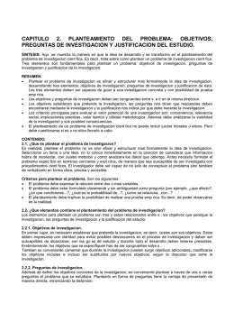 CAPITULO 2. PLANTEAMIENTO DEL PROBLEMA: OBJETIVOS