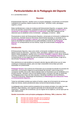 Particularidades de la pedagogía del deporte