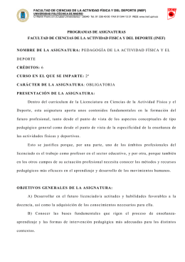 Pedagogía de la Actividad Física y el Deporte - INEF