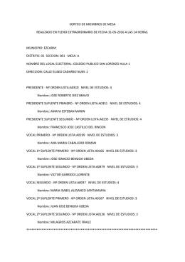 sorteo de miembros de mesa realizado en pleno extraordinario de