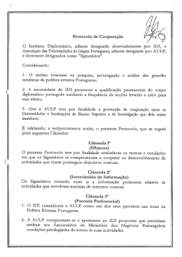 Protocolo de Cooperação O Instituto Diplomático, adiante