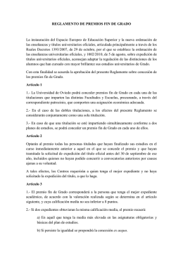 Reglamento de los Premios Fin de Grado