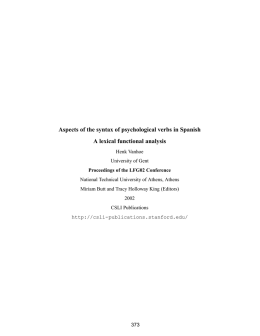 Aspects of the syntax of psychological verbs in Spanish A lexical
