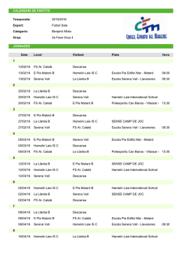 Calendari Segona Fase Benjamí “B”