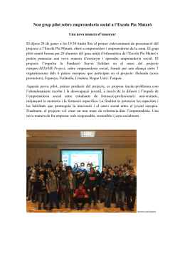 Nou grup pilot sobre emprenedoria social a l`Escola Pia Mataró