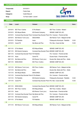 CALENDARI DE PARTITS Temporada: 2010/2011 Esport: Futbol
