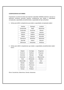CLASIFICACION DE LOS VERBOS SEGUN SEAN DEL SABER
