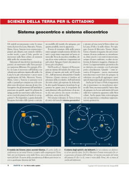 Sistema geocentrico e sistema eliocentrico SCIENZE DELLA