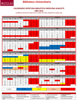 Calendario Biblioteca Facultad de Medicina (Albacete)