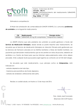 Estimado/a compañero/a - Colegio de Farmacéuticos de Huelva