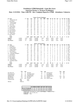 Estadisticos UPRB Basketball - Game Box Score American Piratas