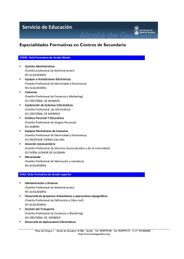 Especialidades formativas en Centros de Secundaria