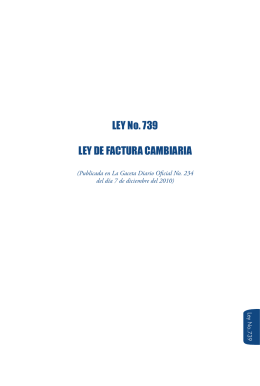 LEY No. 739 LEY DE FACTURA CAMBIARIA