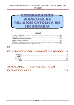 PROGRAMACIÓN DIDÁCTICA DE RELIGION CATÓLICA. JUAN