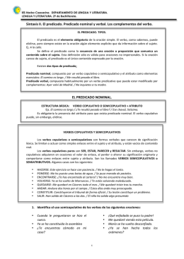 Sintaxis II.El predicado, tipos - Bitácora del Departamento de