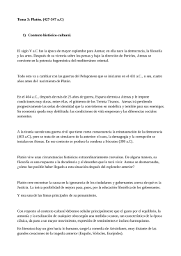 Tema 3: Platón. (427-347 a.C) 1) Contexto histórico